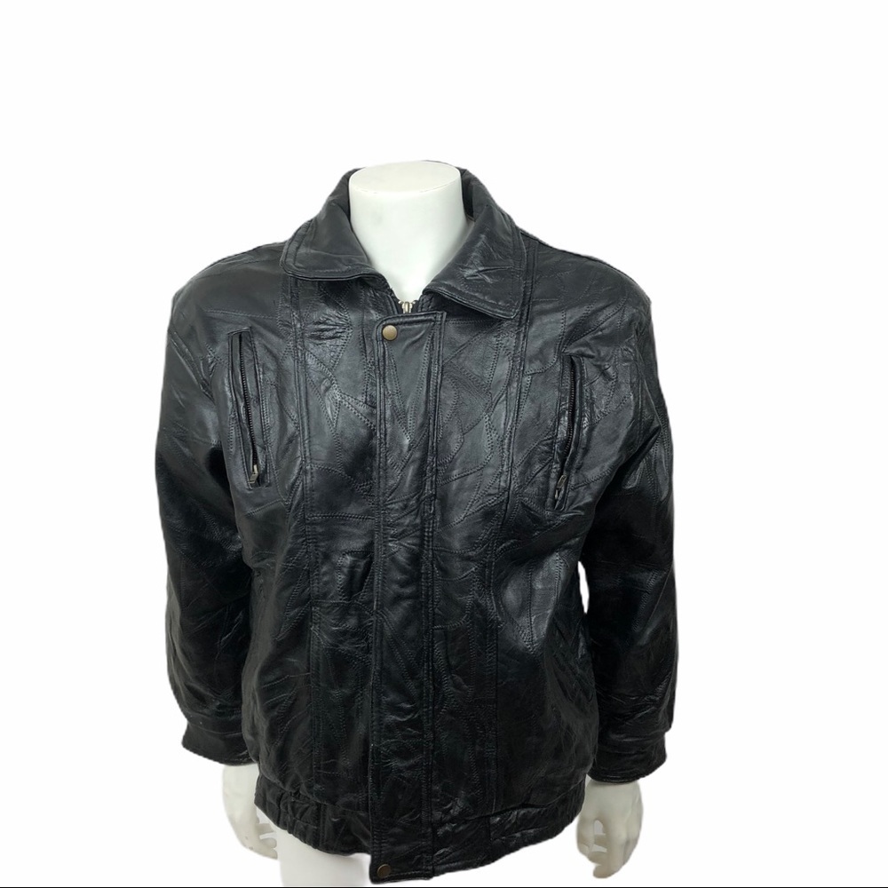 MAXAM Genuine Black Leather Jacket Mozaic  Sez M